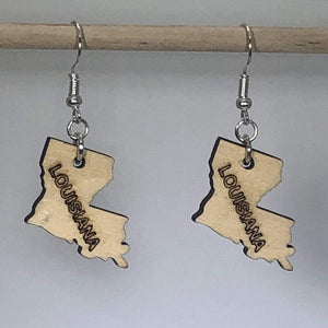 Louisiana State Wooden Dangle Earrings | State Pride Jewelry