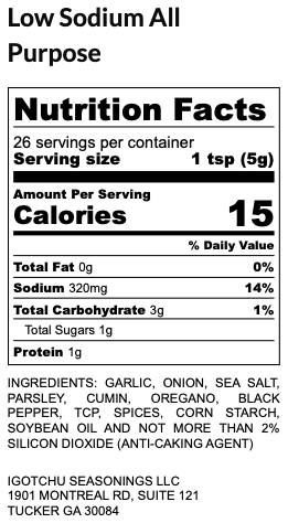 Igotchu Low Sodium All Purpose seasonings detail view by Igotchu Seasonings