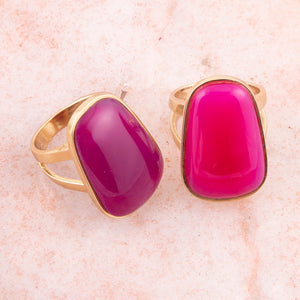 Madeleine Pink Agate Golden Ring
