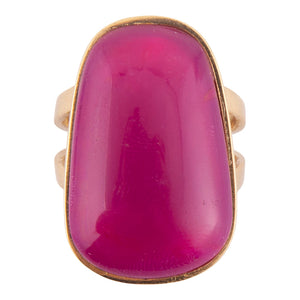 Madeleine Pink Agate Golden Ring