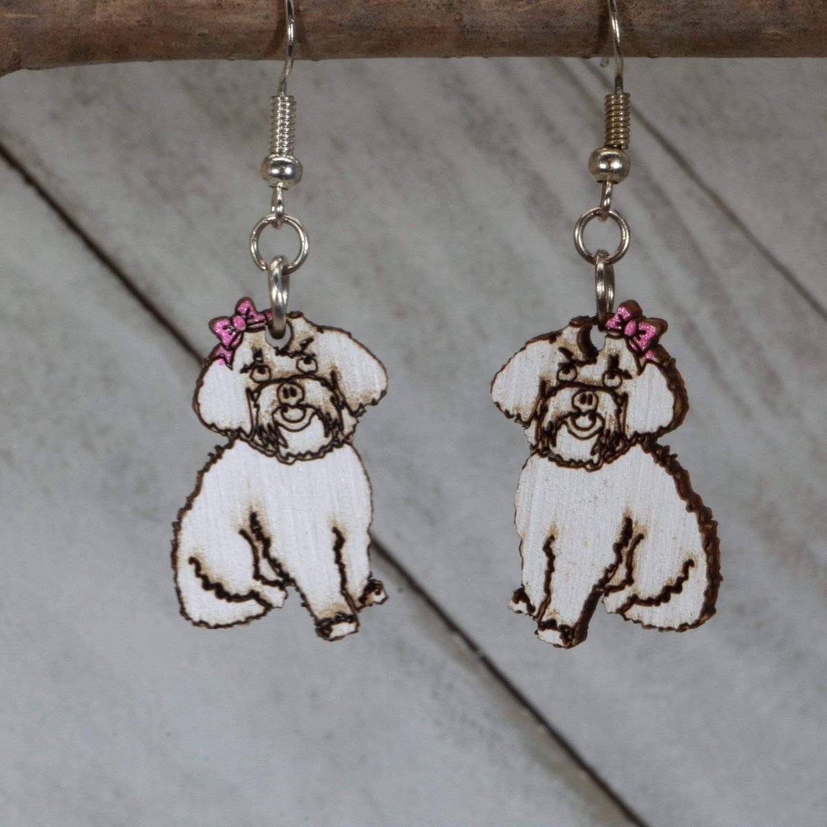 Maltipoo Wooden Earrings | Dog Lover Pet Jewelry