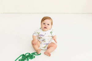 Mardi Gras-Saurus Organic Cotton Mardi Gras Onesie Nola Tawk