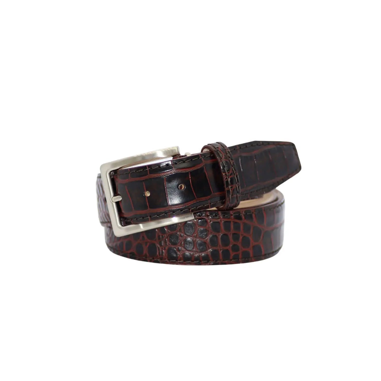Roger Ximenez maroon custom leather belt with bespoke sizing options