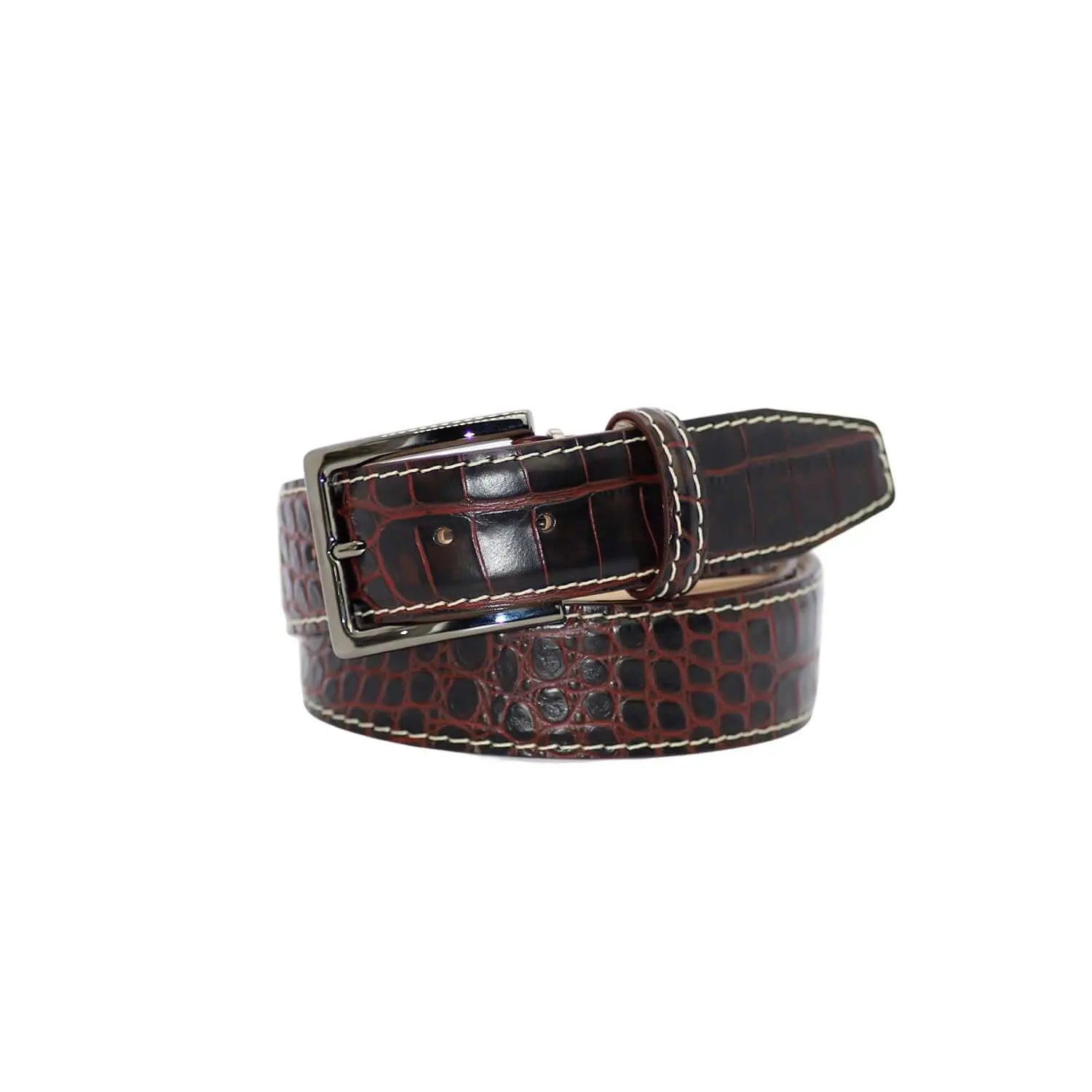 Maroon Vintage Misterioso belt showing handmade craftsmanship