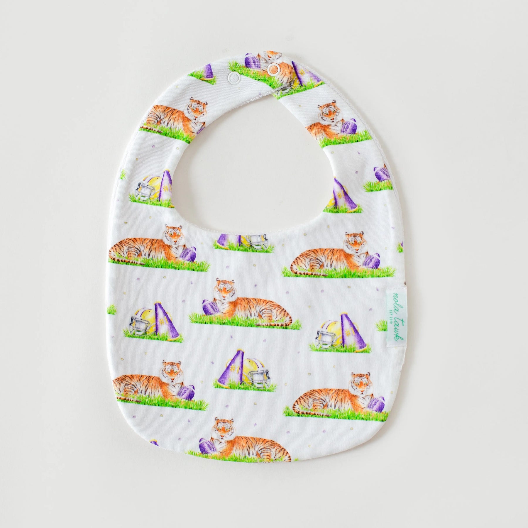 Mascot Mania in Louisiana Organic Cotton Baby Bib Nola Tawk