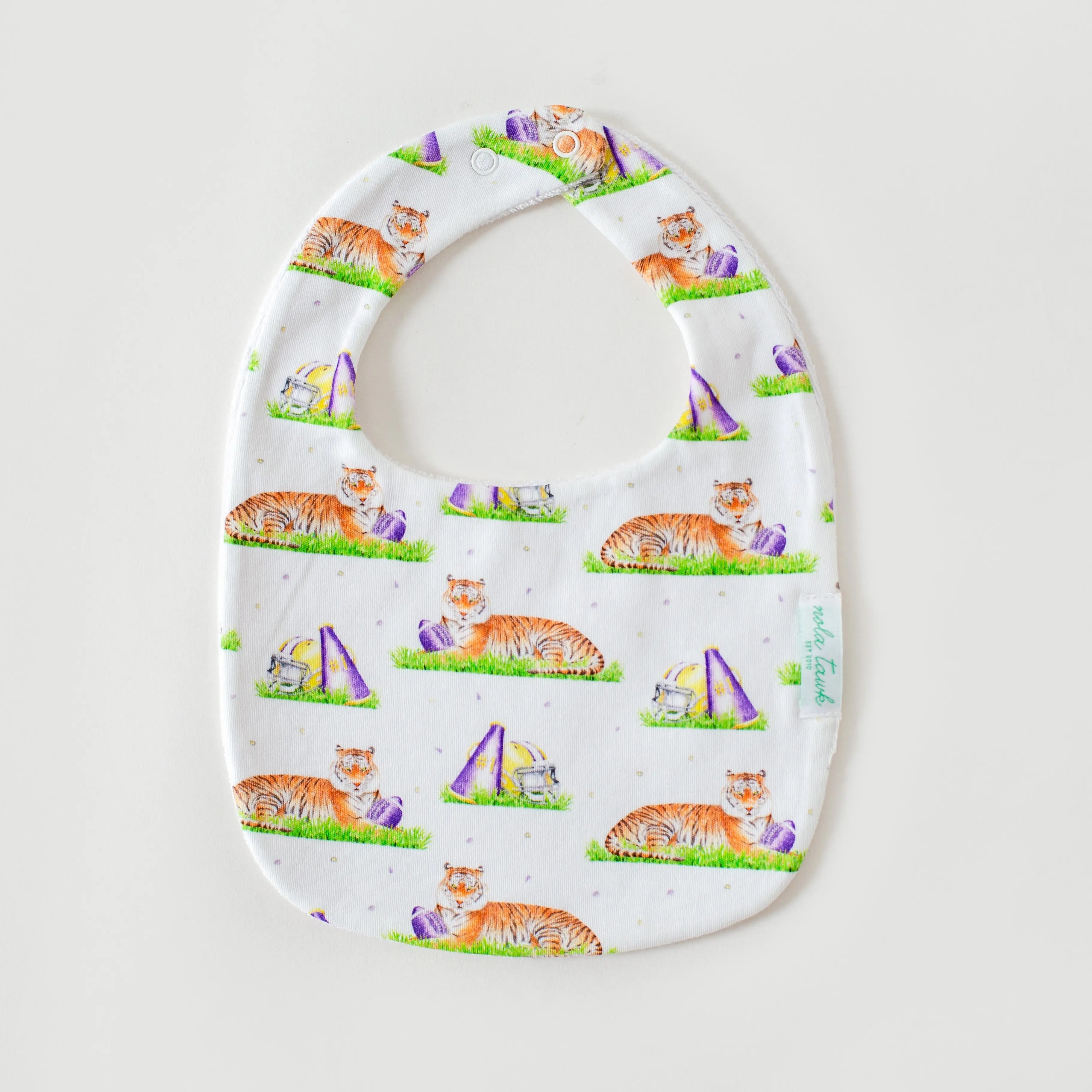 Mascot Mania in Louisiana Organic Cotton Baby Bib Nola Tawk