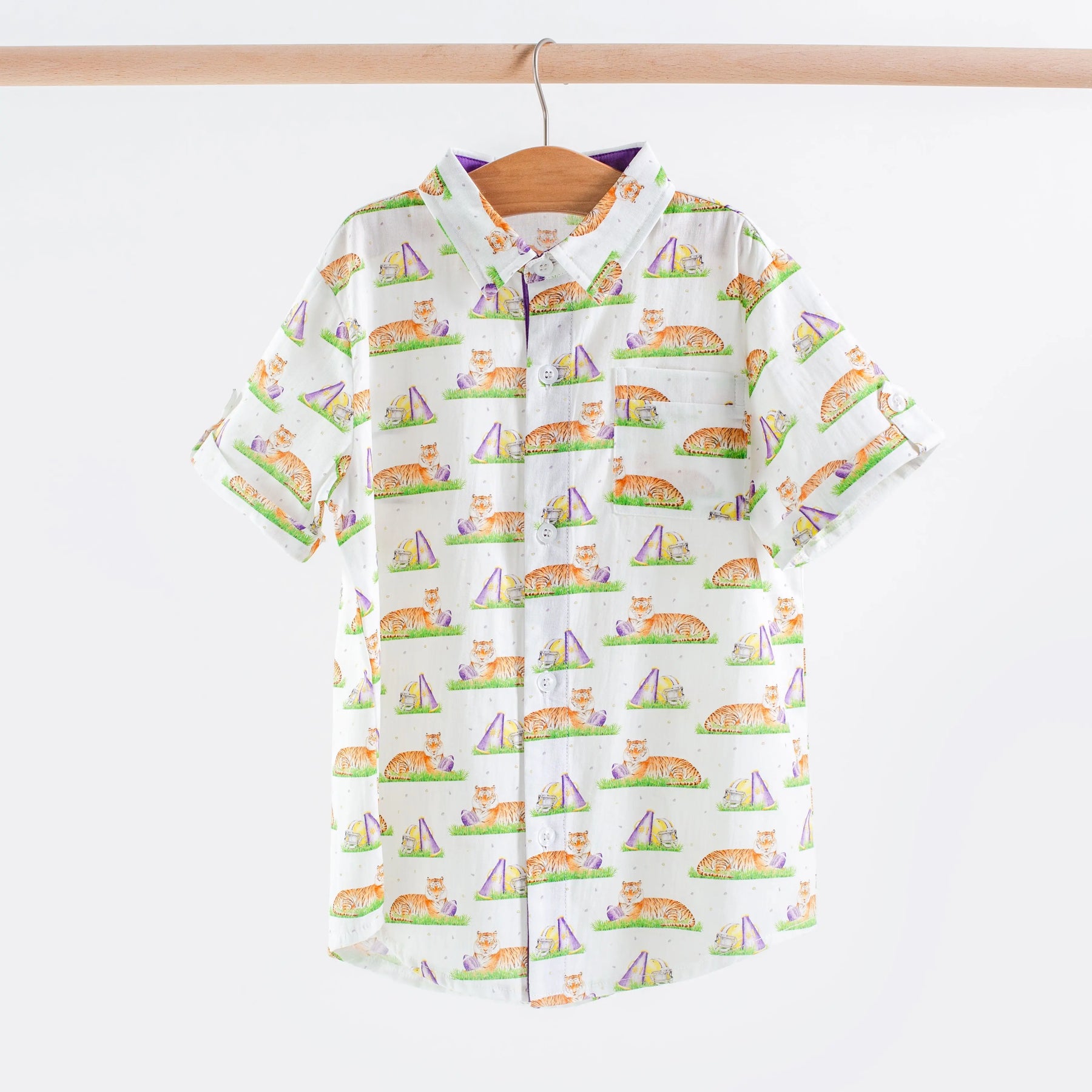 Mascot Mania in Louisiana Short Sleeve Collared Shirt Nola Tawk