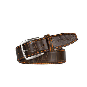 Brown mock gator belt for golf and executive style