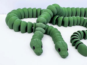 Green Snake Fidget Toy - 3D Printed Articulated Sensory Toy for Stress & Anxiety Relief