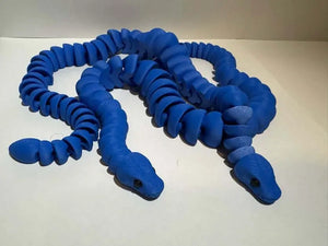 Blue 3D Printed Snake Fidget Toy: Articulated Sensory Toy for Stress & Anxiety Relief