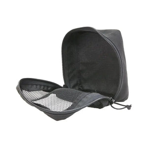 Mesh 12Hr Pouch Set: Open black pouch with mesh interior compartments