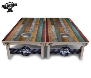 Metallic Wood Planks Cornhole Boards - Pro Solution Elite Series Cornhole Solutions