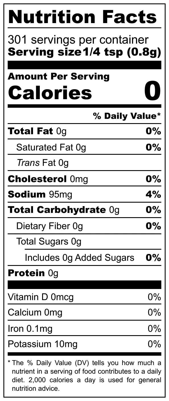 Nutrition Facts: Main Street Collective Mexican Adobo Spice Blend, Low Calorie, Zero Sugar
