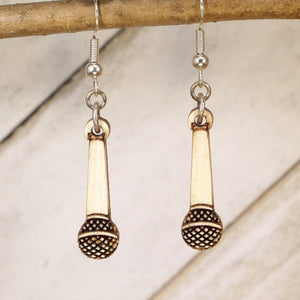 Microphone Wooden Earrings | Singer Music Lover Jewelry