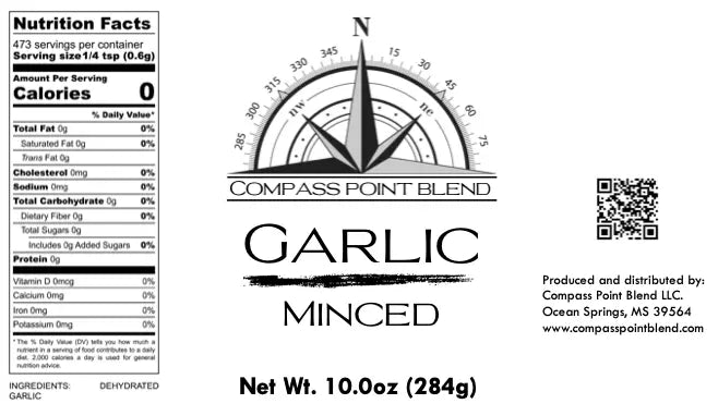 Compass Point Blend Minced Garlic Label: Nutrition Facts, Ingredients, and Brand Information