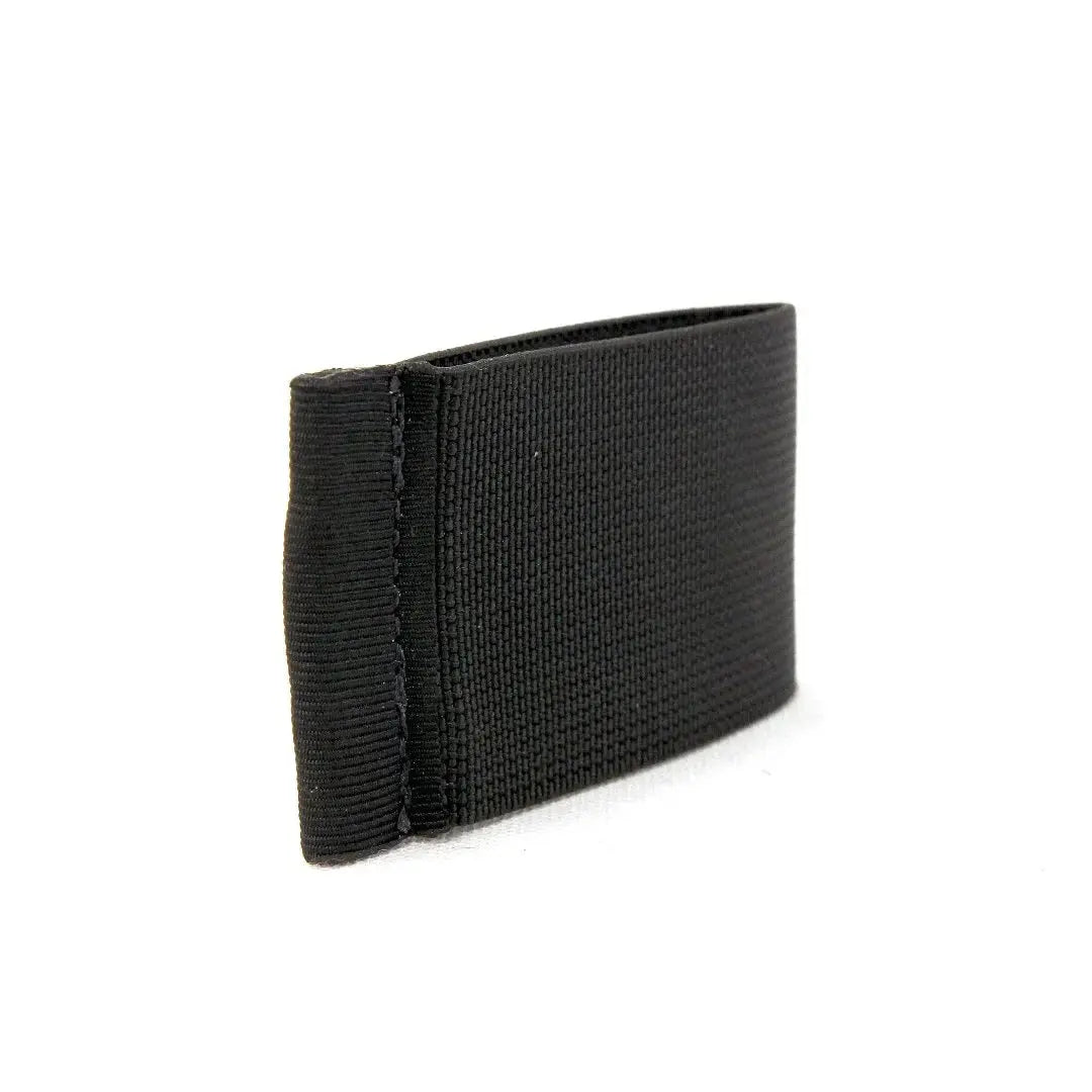 Black minimalist elastic band card holder wallet on white background