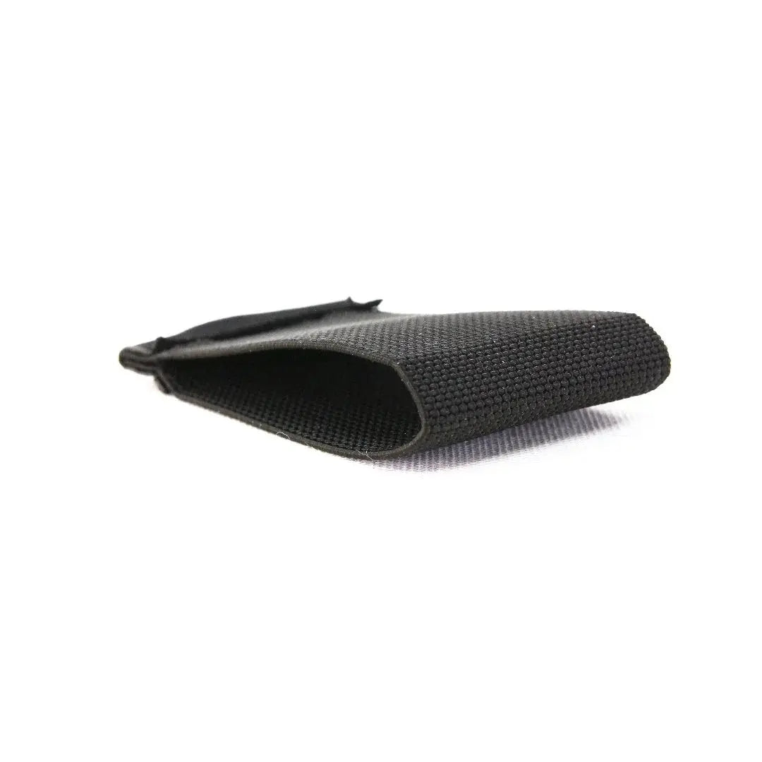 Black minimalist elastic card holder wallet with slim profile for cards and cash