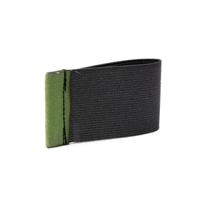 Minimalist elastic card band wallet in black and green.