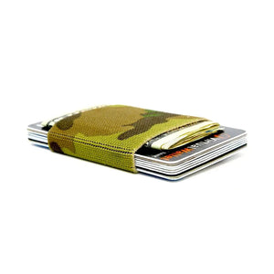 Camouflage minimalist elastic card band wallet with cash and cards