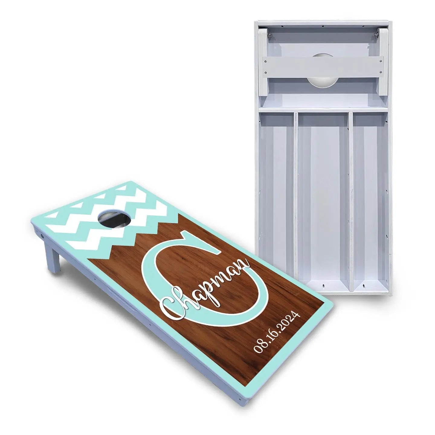 Mint Chevron Cornhole Boards - All Weather Series Cornhole Solutions