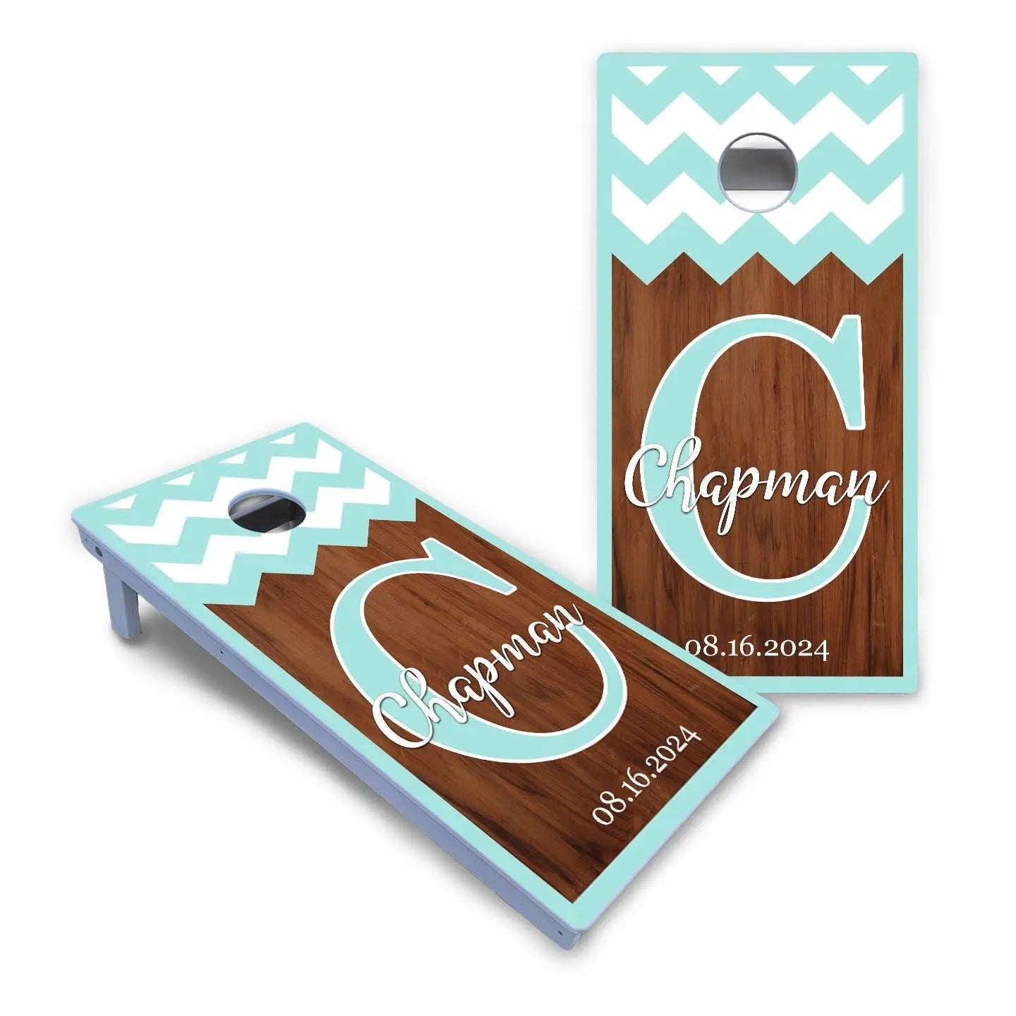 Mint Chevron Cornhole Boards - All Weather Series Cornhole Solutions