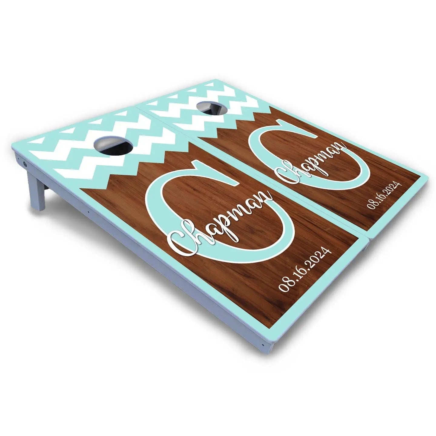 Mint Chevron Cornhole Boards - All Weather Series Cornhole Solutions