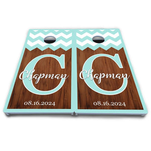 Mint Chevron Cornhole Boards - All Weather Series Cornhole Solutions