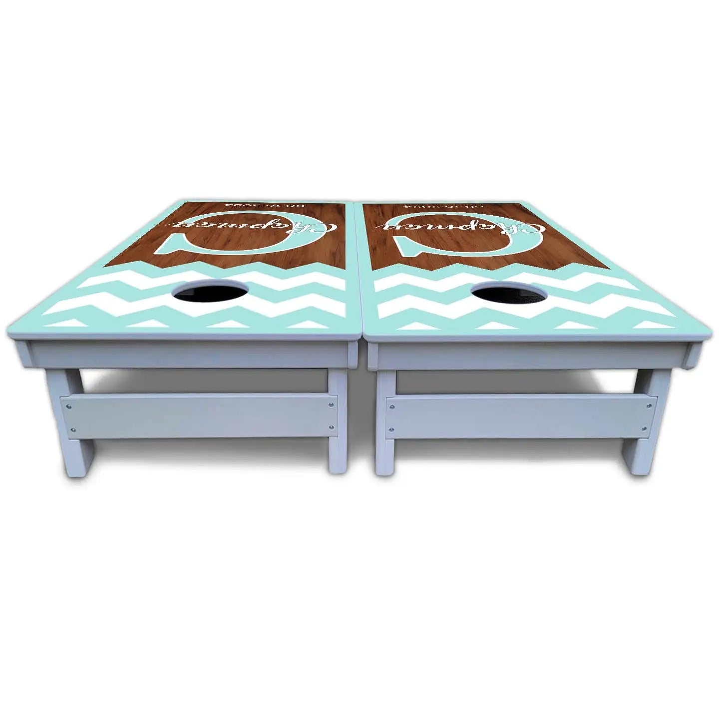 Mint Chevron Cornhole Boards - All Weather Series Cornhole Solutions