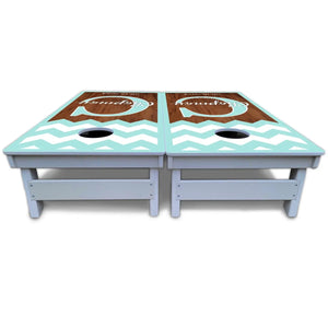 Mint Chevron Cornhole Boards - All Weather Series Cornhole Solutions