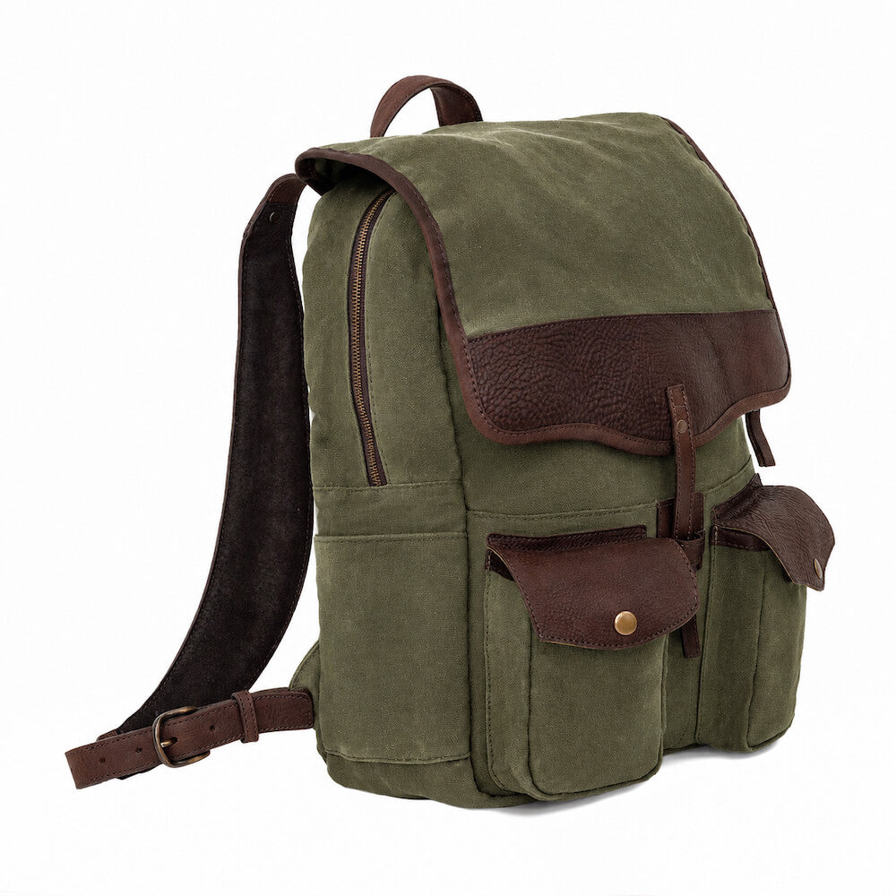 Campaign Waxed Canvas Backpack by Mission Mercantile Leather Goods, handmade leather goods detail photo 20