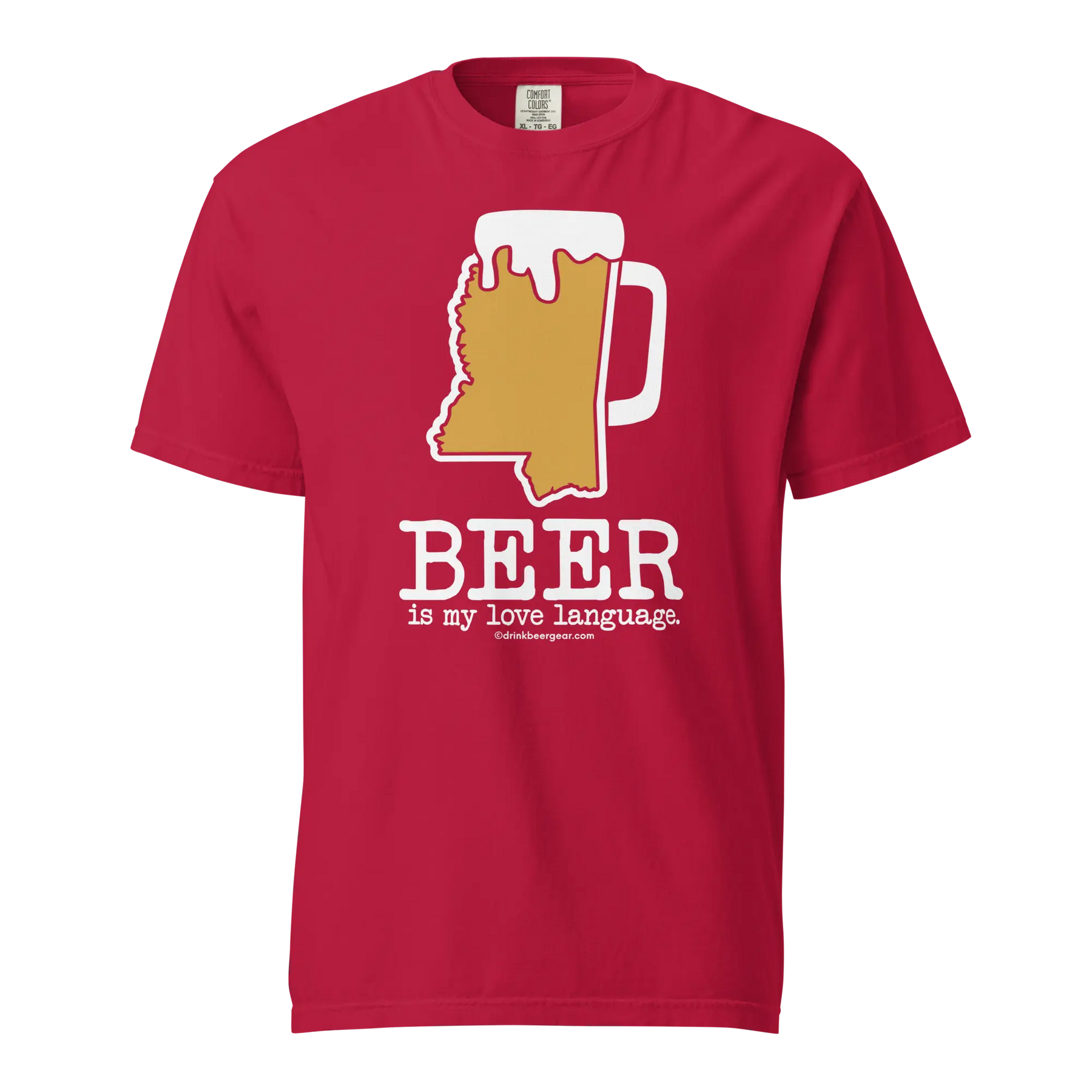 Mississippi Beer Mug Tee - Beer Is My Love Language. - COMFORT COLORS BRAND TEE Drink Beer Gear