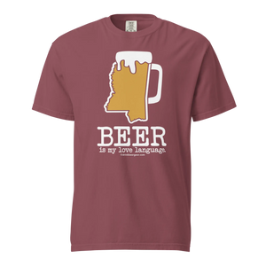 Mississippi Beer Mug Tee - Beer Is My Love Language. - COMFORT COLORS BRAND TEE Drink Beer Gear