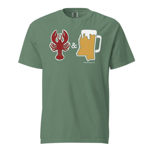 Mississippi Beer Mug Tee - Crawfish & Beer - COMFORT COLORS BRAND TEE Drink Beer Gear