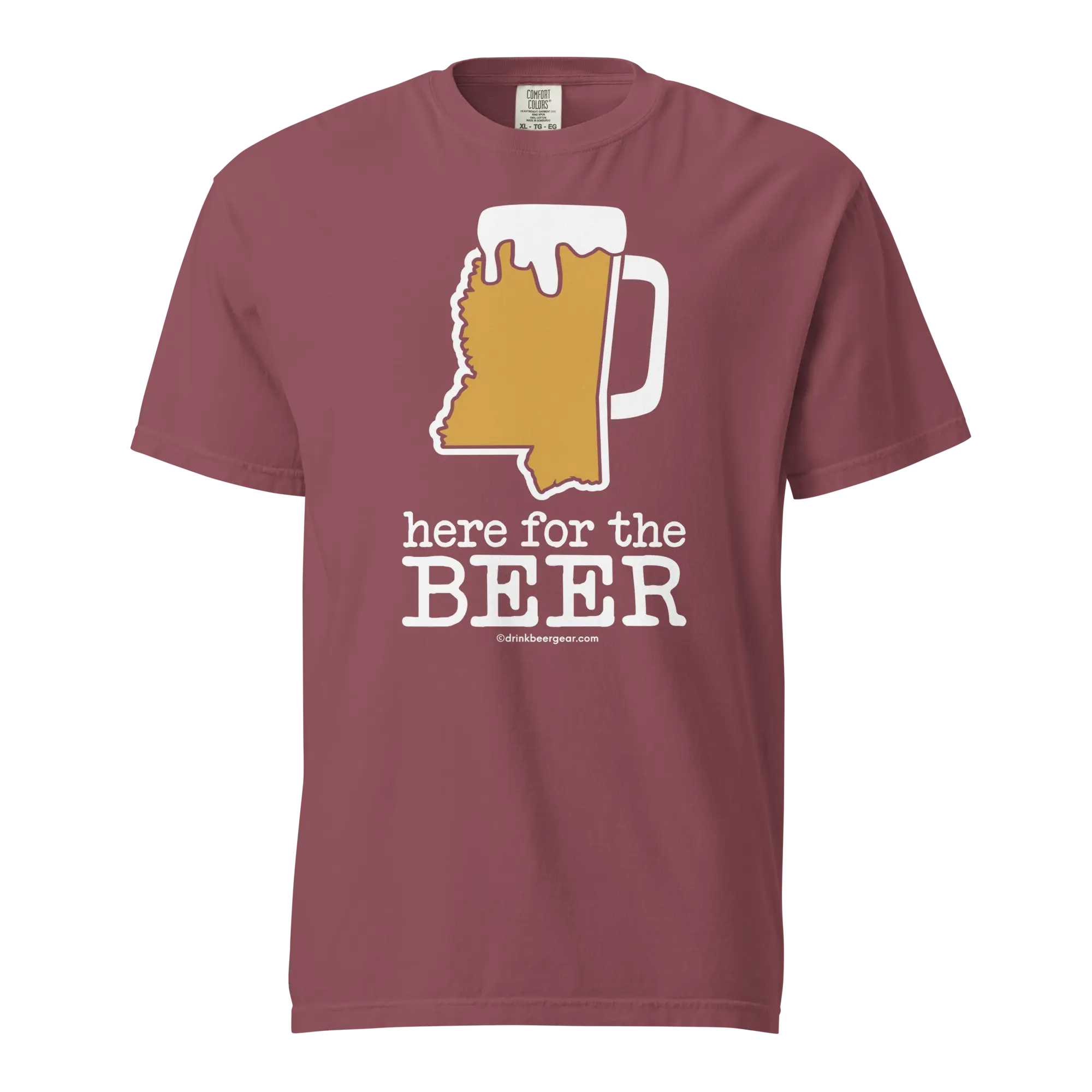 Mississippi Beer Mug Tee - Here For The Beer.- COMFORT COLORS BRAND TEE Drink Beer Gear