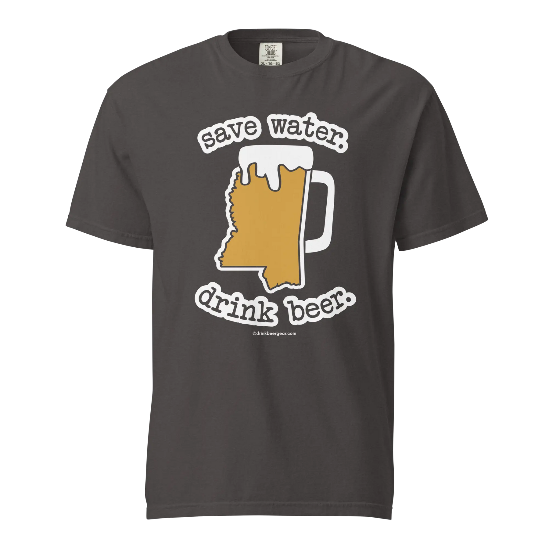 Mississippi Beer Mug Tee - Save Water. Drink Beer. - COMFORT COLORS BRAND TEE Drink Beer Gear