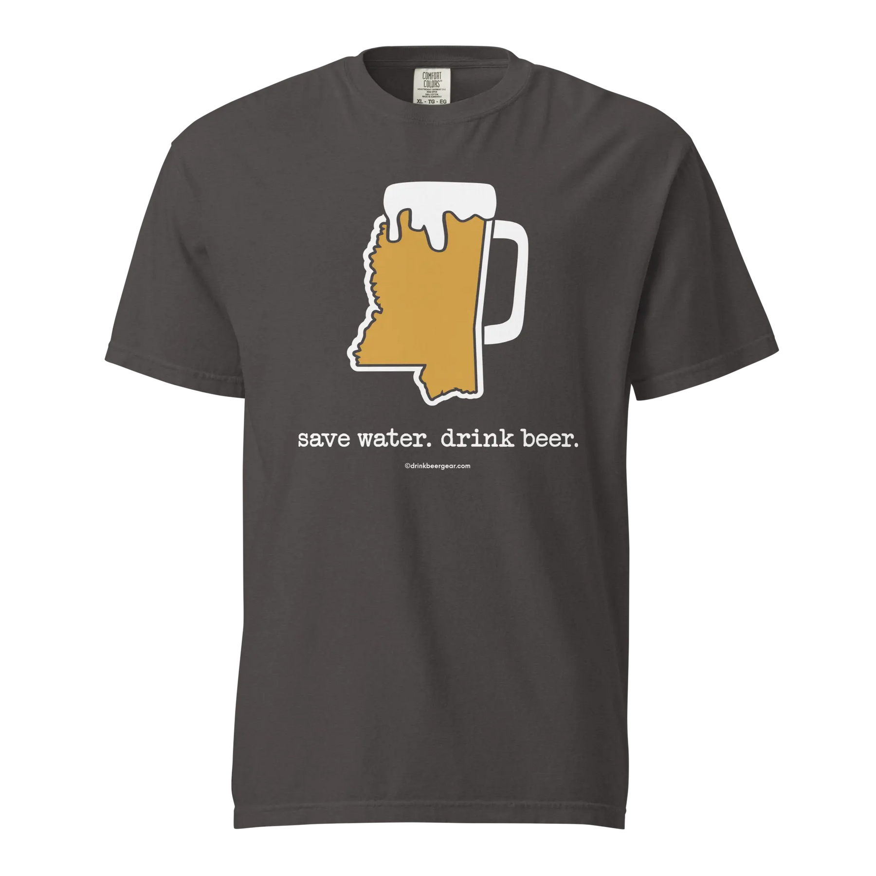 Mississippi Beer Mug Tee - Save Water. Drink Beer. - COMFORT COLORS BRAND TEE Drink Beer Gear
