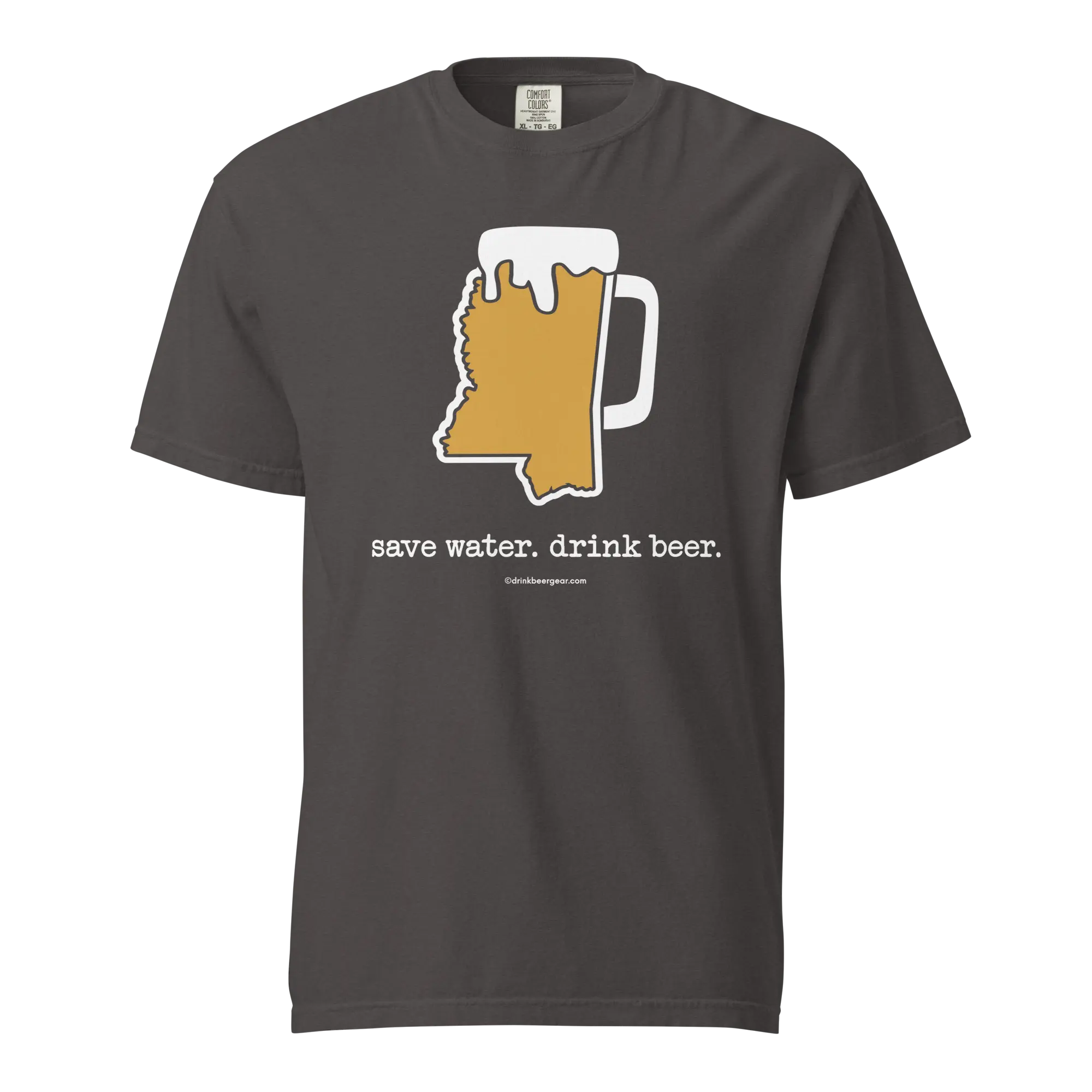 Mississippi Beer Mug Tee - Save Water. Drink Beer. - COMFORT COLORS BRAND TEE Drink Beer Gear