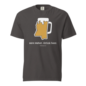 Mississippi Beer Mug Tee - Save Water. Drink Beer. - COMFORT COLORS BRAND TEE Drink Beer Gear
