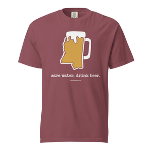 Mississippi Beer Mug Tee - Save Water. Drink Beer. - COMFORT COLORS BRAND TEE Drink Beer Gear