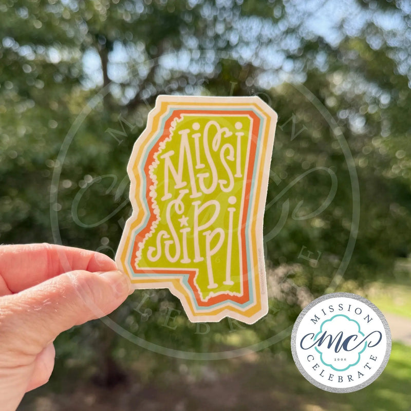 Mississippi Bouncy Letters Handlettered Art (multicolor) Decal (Interior / Exterior Use) Mission Celebrate