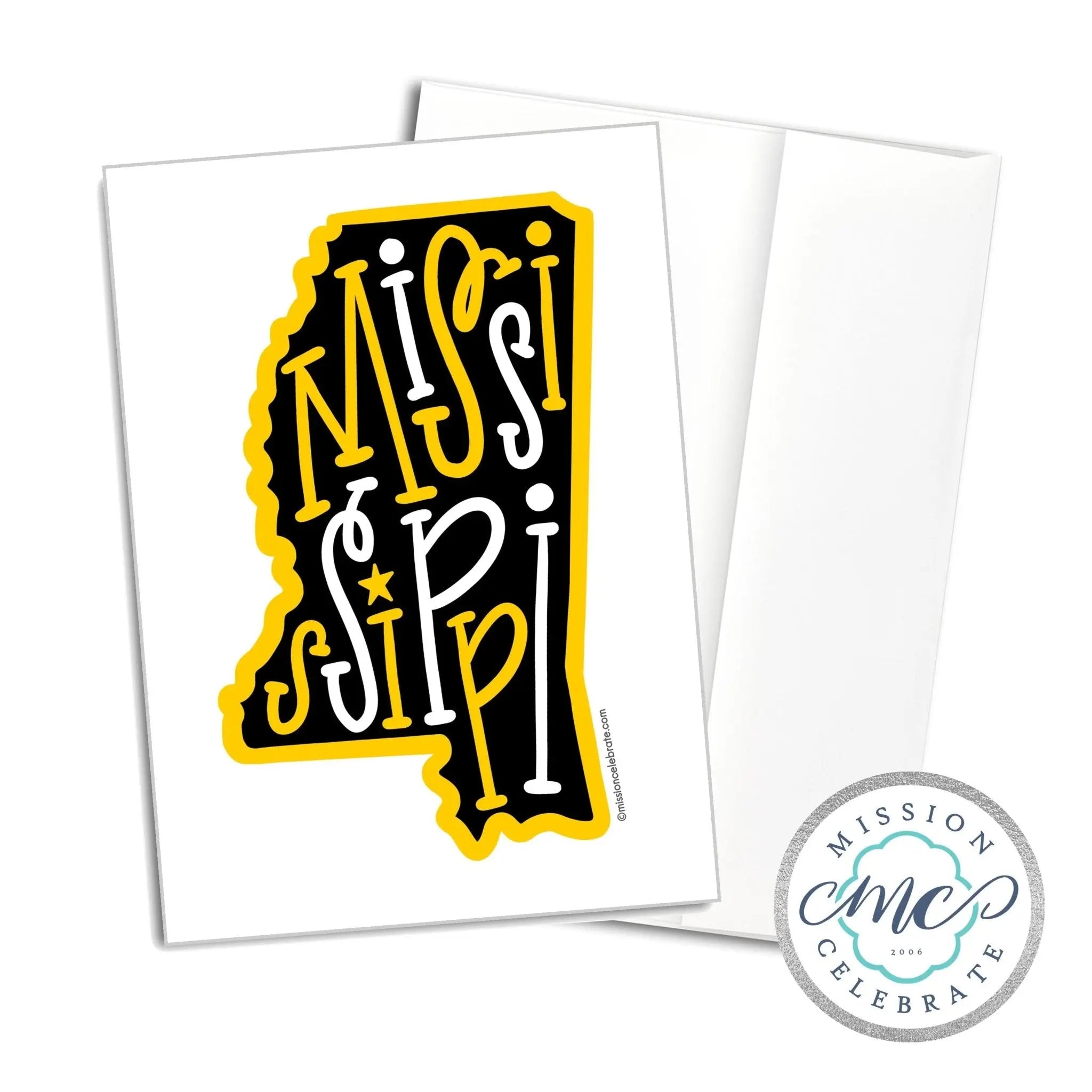 Mississippi Hand-Lettered Greeting Card Black & Gold by Main Street Collective
