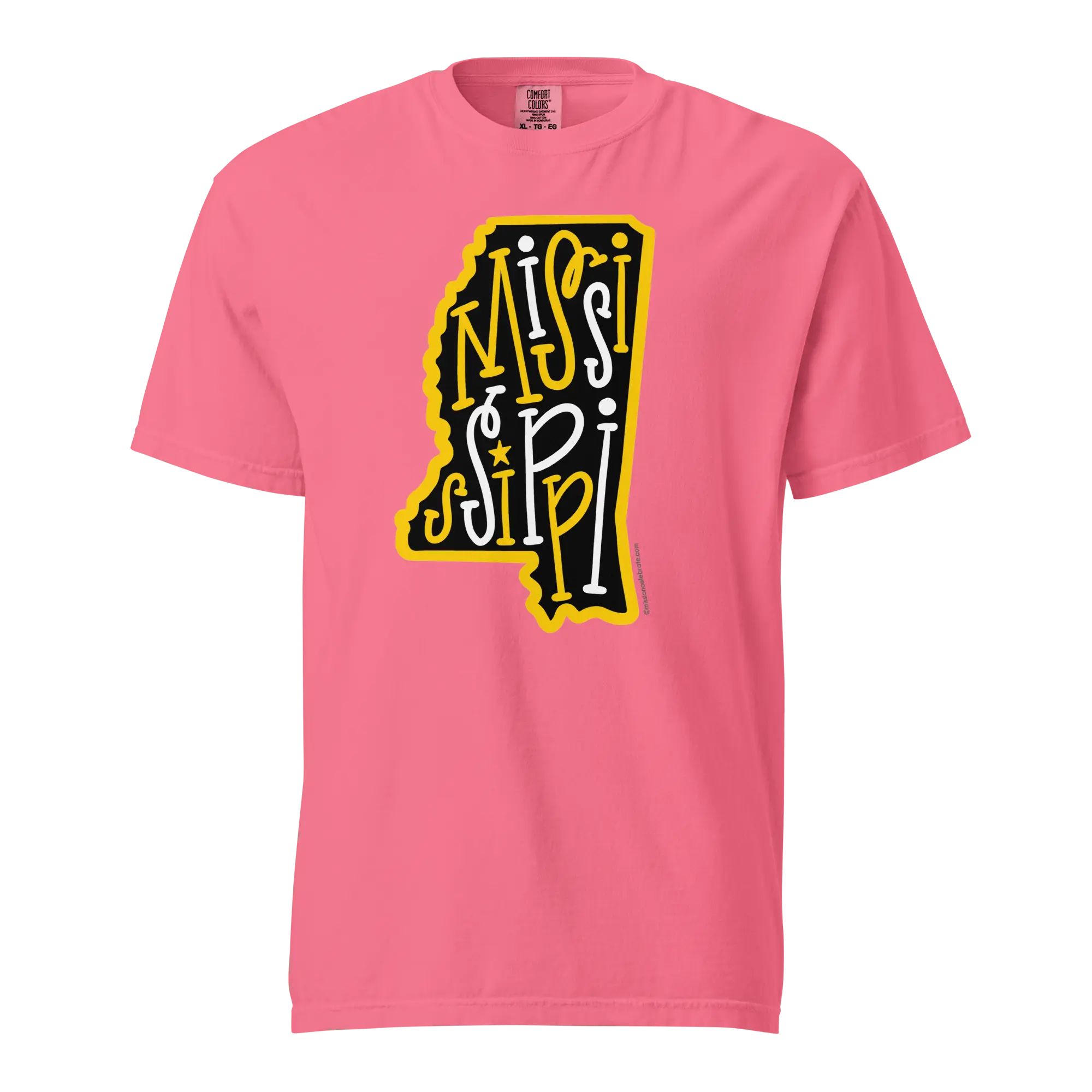 Mississippi T-Shirt: Black & Gold Bouncy Letter State Design by Leslie Gonce for Main Street Collective