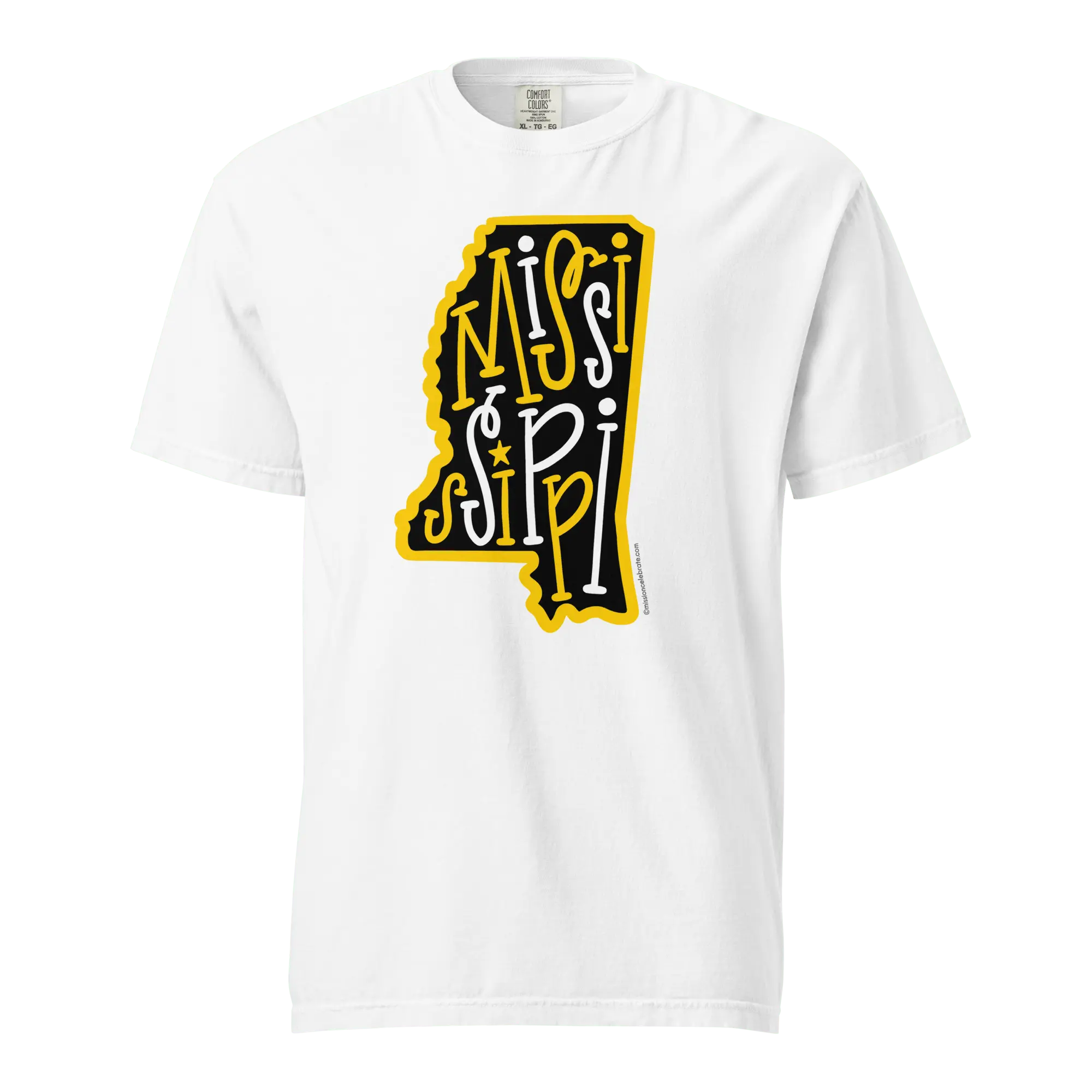 Mississippi T-Shirt - Black and Gold Bouncy Letter Design - Main Street Collective Apparel