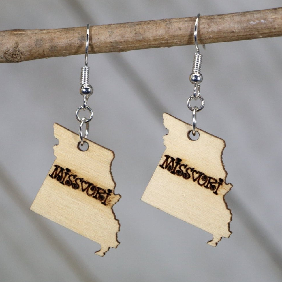 Missouri State Wooden Dangle Earrings | State Pride Jewelry