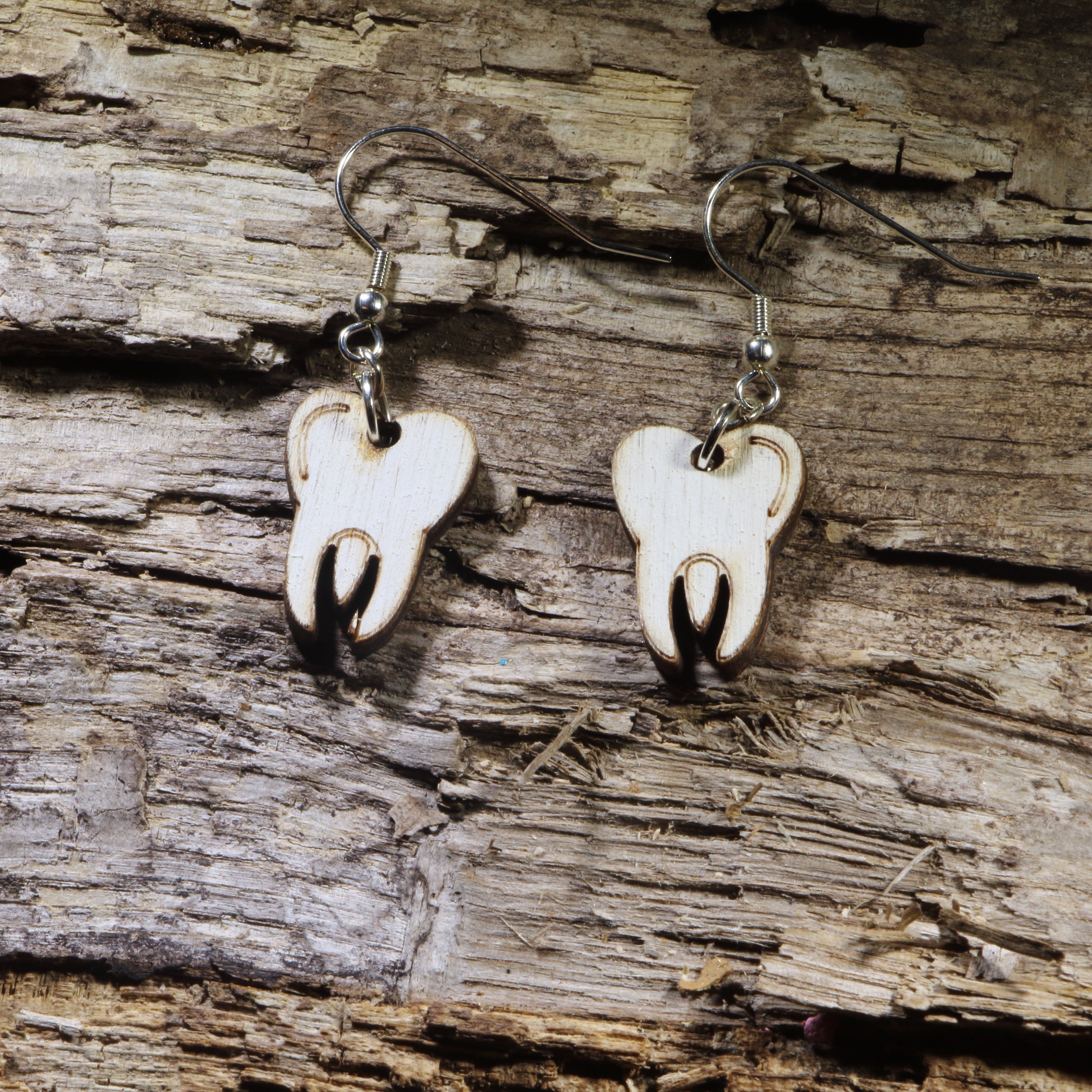Molar Tooth Wooden Earrings | Dentist Dental Jewelry