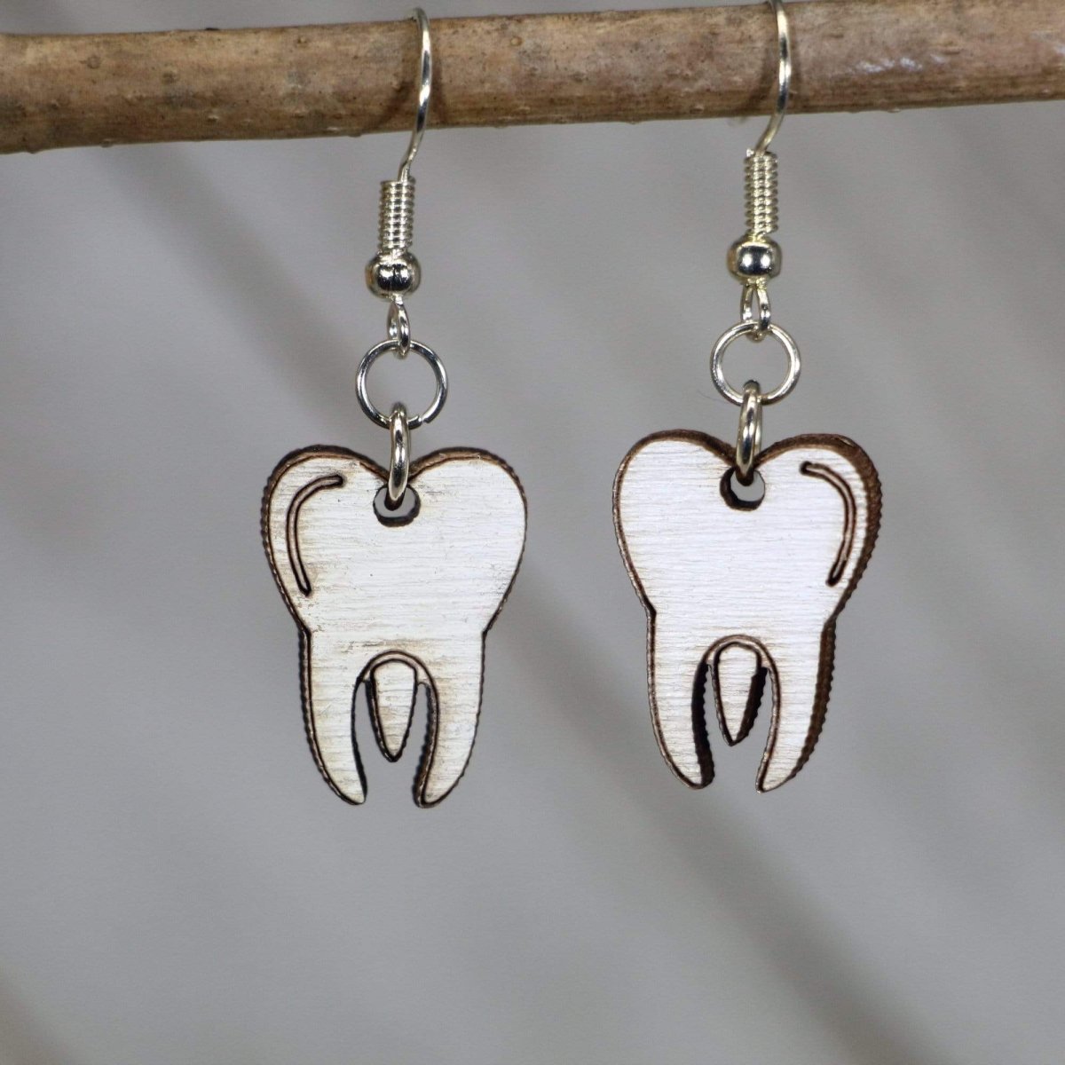 Molar Tooth Wooden Earrings | Dentist Dental Jewelry