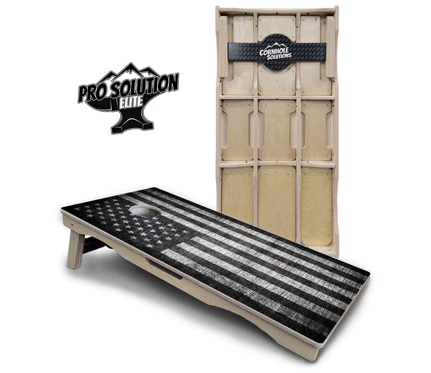 Monochrome Flag Cornhole Boards - Pro Solution Elite Series Cornhole Solutions