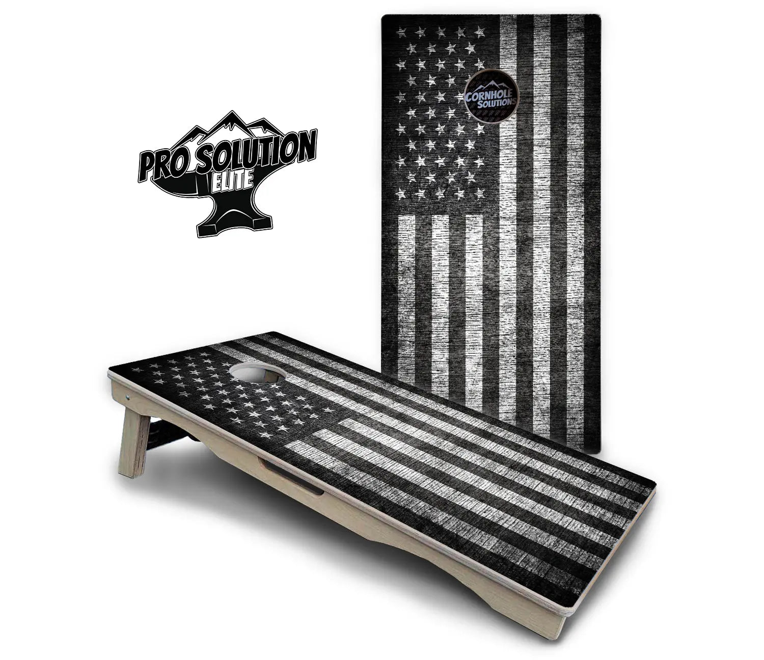 Monochrome Flag Cornhole Boards - Pro Solution Elite Series Cornhole Solutions