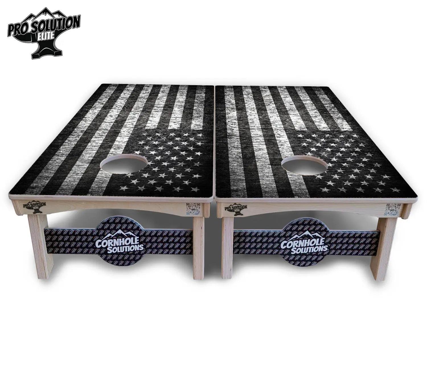 Monochrome Flag Cornhole Boards - Pro Solution Elite Series Cornhole Solutions