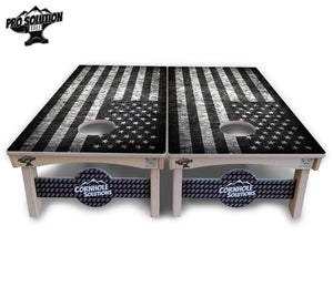 Monochrome Flag Cornhole Boards - Pro Solution Elite Series Cornhole Solutions